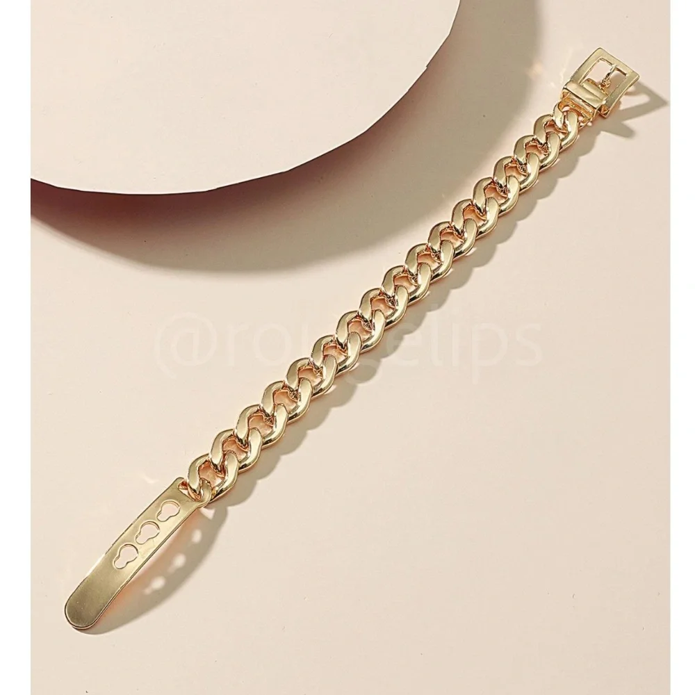 Gold Tone Buckle Chain Design Bracelet - Picture 3 of 6